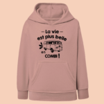 sweat enfant la vie est plus belle en combi vieux rose