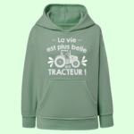 Sweat Enfant "La Vie Est Plus Belle En Tracteur" 12 sweat enfant la vie est plus belle en tracteur vieux vert
